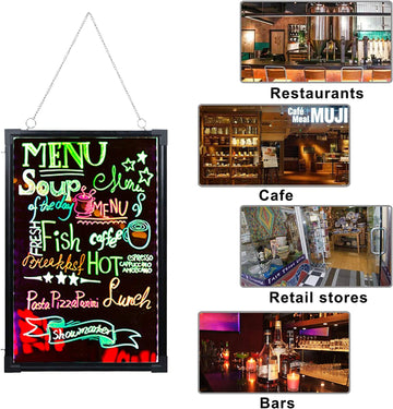 Voilamart LED Message Writing Board, 32" x 24" Flashing Illuminated Erasable LED Message Chalkboard Neon Effect Menu Sign Board with Remote Control, 8 Colors Chalk Markers